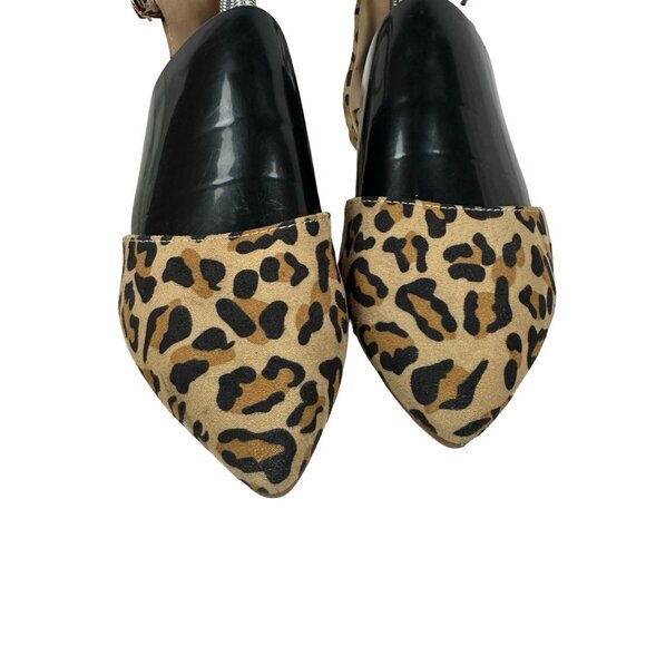 Dream Pairs Womens Leopard Print Ankle Strap Pointed Flats Size 8 - Picture 5 of 8